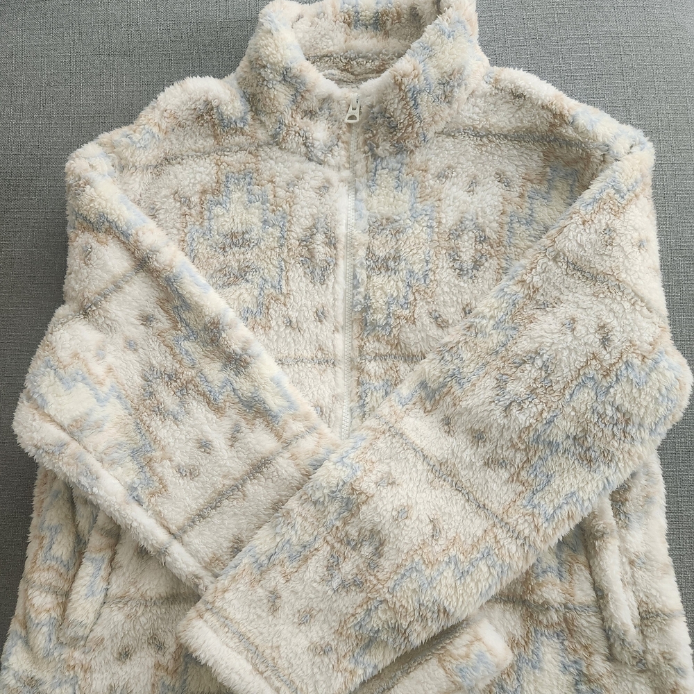 Lucky Brand Cream and Blue Turtleneck Sweater